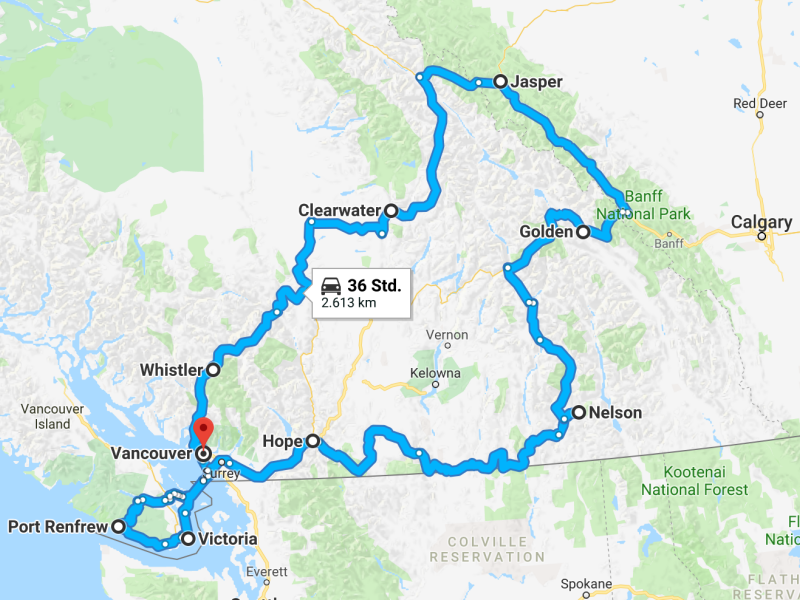 Mit dem Mietwagen durch Kanadas Westen - Route Mit dem Mietwagen durch Kanadas Westen - Route, Mietwagen Kanada, Mietwagen Kanada Roadtrip Route, Route, Roadtrip, Mietwagen, Kanada,